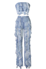Load image into Gallery viewer, DENIM PATCHWORK PRINTED TWO PIECE SET
