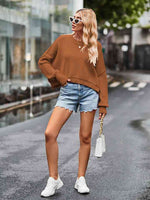 Load image into Gallery viewer, Dropped Shoulder Round Neck Long Sleeve Knit Top
