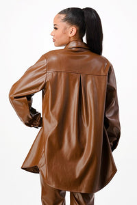 Mocca - Brown Faux Leather Jacket