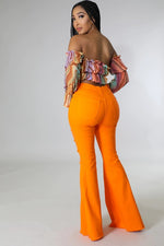 Load image into Gallery viewer, Orange Rip Bell Bottom Jean
