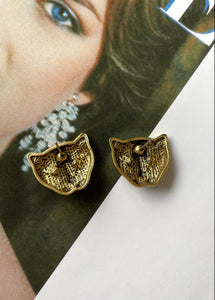 Retro style golden color animal stud earring
