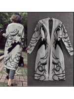 Load image into Gallery viewer, Brenda - Long Abstract Charcoal Cardigan
