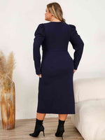 Load image into Gallery viewer, Plus Size Sweetheart Neck Split Midi Dress
