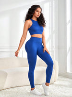Load image into Gallery viewer, Round Neck Sport Tank and Leggings Set
