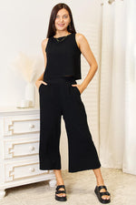 Load image into Gallery viewer, Double Take Buttoned Round Neck Tank and Wide Leg Pants Set
