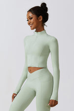 Load image into Gallery viewer, Zip Up Long Sleeve Cropped Active Top
