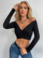 Load image into Gallery viewer, Crisscross Long Sleeve Cropped Top
