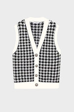 Load image into Gallery viewer, Houndstooth Button Front Sweater Vest
