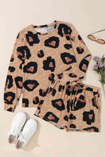 Load image into Gallery viewer, Leopard Long Sleeve Top and Shorts Set
