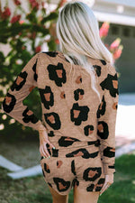 Load image into Gallery viewer, Leopard Long Sleeve Top and Shorts Set
