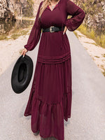 Load image into Gallery viewer, Plus Size Tie Neck Ballon Sleeve Tiered Dress
