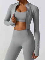 Load image into Gallery viewer, Zip-Up Long Sleeve Sports Top

