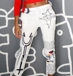 Load image into Gallery viewer, Teyanna - White Graphic Sweat Pants

