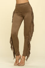 Load image into Gallery viewer, Stride - Faux Suede Fringe High Waist Pants
