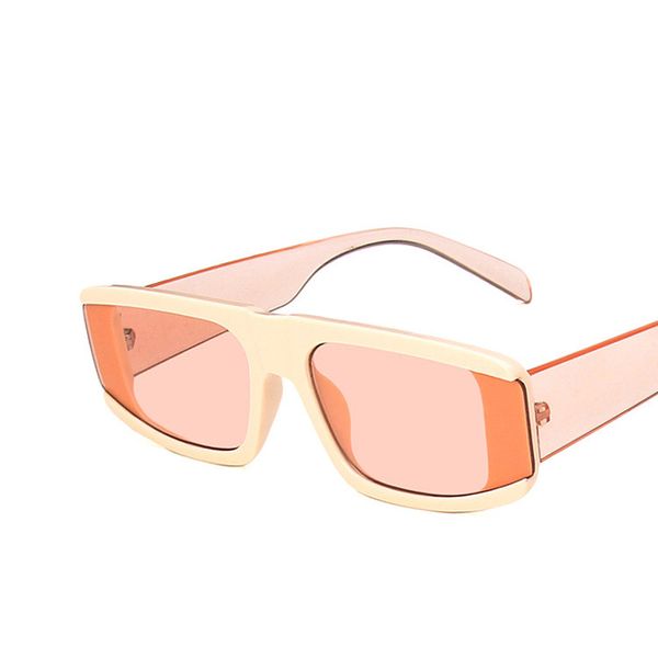 Donna Glitch - Cream Rectangular Sunglasses