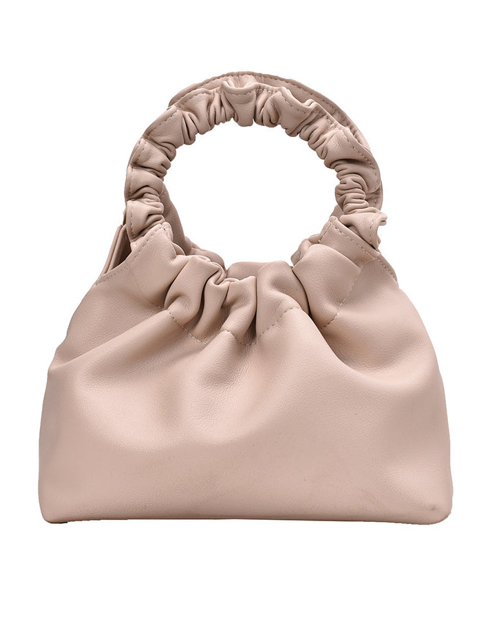 Ivana - Smooth Rouched Cream Handle Shoulder Bag