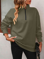 Load image into Gallery viewer, Zip-Up Dropped Shoulder Sweatshirt
