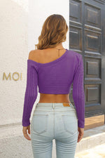 Load image into Gallery viewer, Cable-Knit One Shoulder Long Sleeve Sweater
