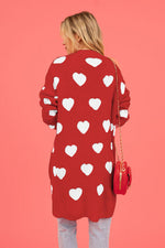 Load image into Gallery viewer, Heart Graphic Open Front Cardigan with Pockets
