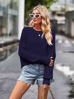 Load image into Gallery viewer, Dropped Shoulder Round Neck Long Sleeve Knit Top
