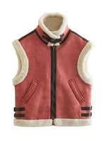 Load image into Gallery viewer, Contrast Zip Up Fleece Vest

