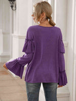 Load image into Gallery viewer, Round Neck Flare Sleeve Top
