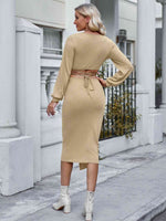 Load image into Gallery viewer, Surplice Neck Top and Knot Detail Skirt Set
