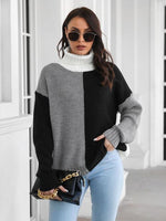 Load image into Gallery viewer, Contrast Turtleneck Long Sleeve Sweater
