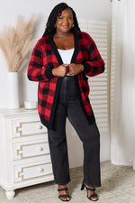 Load image into Gallery viewer, Heimish Full Size Plaid Open Front Cardigan with Pockets
