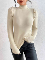 Load image into Gallery viewer, Button Detail Turtleneck Knit Top
