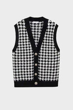 Load image into Gallery viewer, Houndstooth Button Front Sweater Vest
