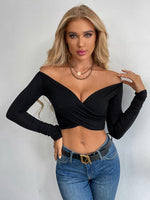 Load image into Gallery viewer, Crisscross Long Sleeve Cropped Top
