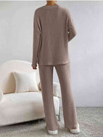 Load image into Gallery viewer, Ribbed V-Neck Long Sleeve Top and Pants Set
