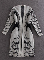 Load image into Gallery viewer, Brenda - Long Abstract Charcoal Cardigan

